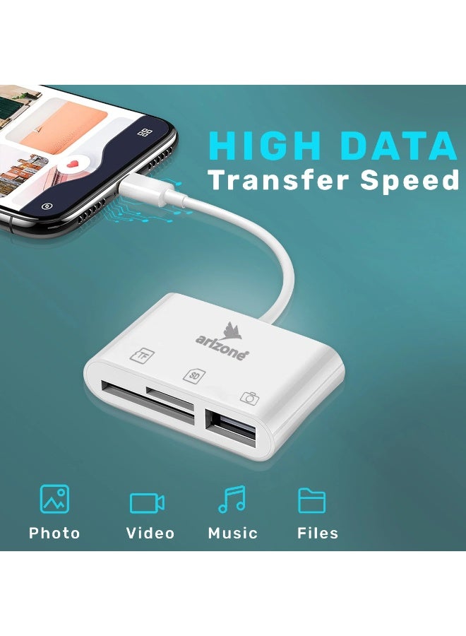 أريزون قارئ بطاقات الذاكرة أريزونا هب XL-5018 لأجهزة آيفون وآيباد – محول USB OTG 3 في 1 - Image 3