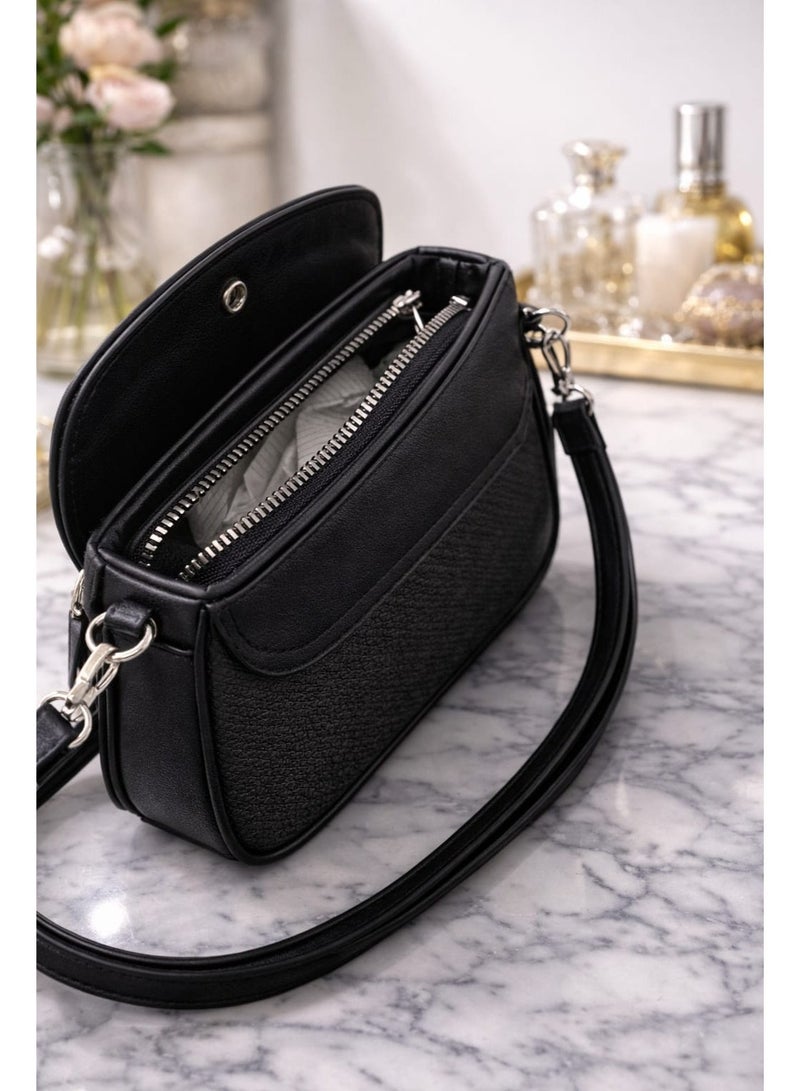 Mini Elegant Black Mini Crossbody Bag for Women | Stylish Compact Sling with Adjustable Strap - Image 1
