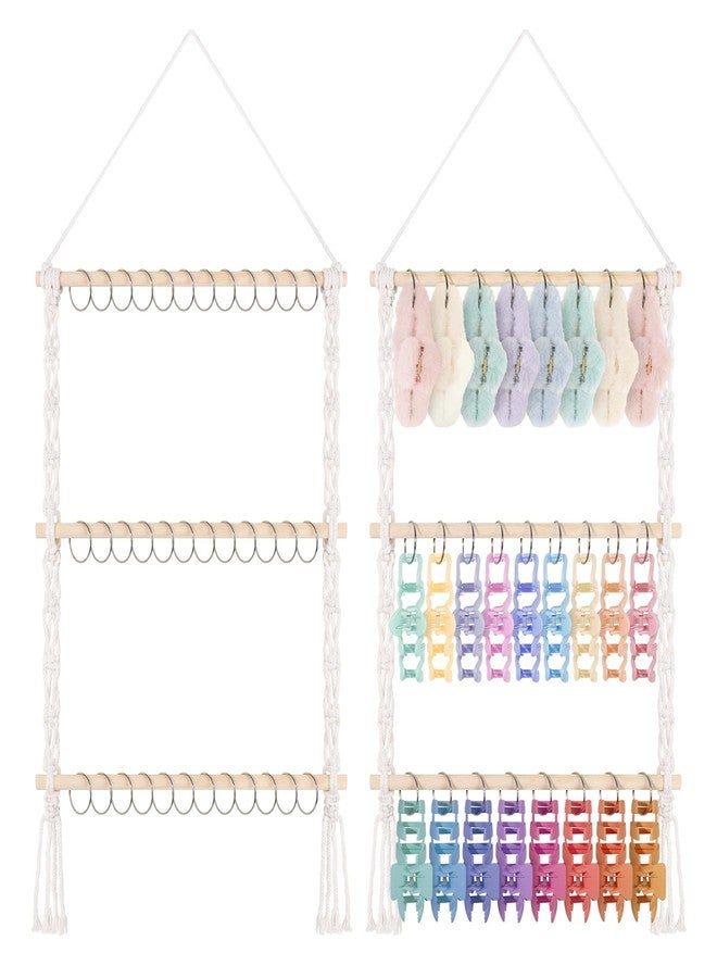 SNOWSTAR Macrame Hair Claw Clip Organizer with 30 Metal Rings,Hanging Hair Clip Holder and Storage for Women Girls,Claw Clips Hanger Home Decor for Wall,Door,Closet - Image 1
