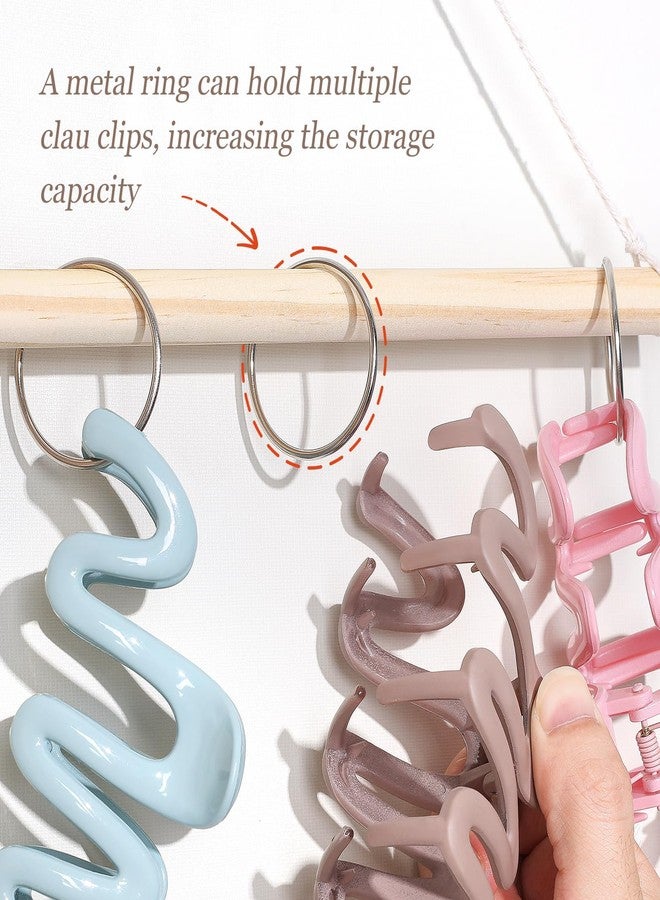 SNOWSTAR Macrame Hair Claw Clip Organizer with 30 Metal Rings,Hanging Hair Clip Holder and Storage for Women Girls,Claw Clips Hanger Home Decor for Wall,Door,Closet - Image 4