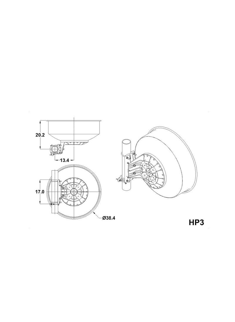 RadioWaves - High Performance, 3' (0.9M) Parabolic, 10.7 - 11.7 GHz, Direct Mount, REMEC Rectangular Antenna - Image 1