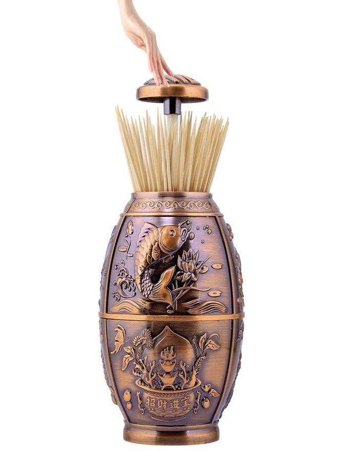 ANGROC Push Style Retro Metal Automatic Toothpick Holder Case Can Box Container for Home Restaurant Café Club Bar Hotel Usage ( Red Bronze ) - Image 3