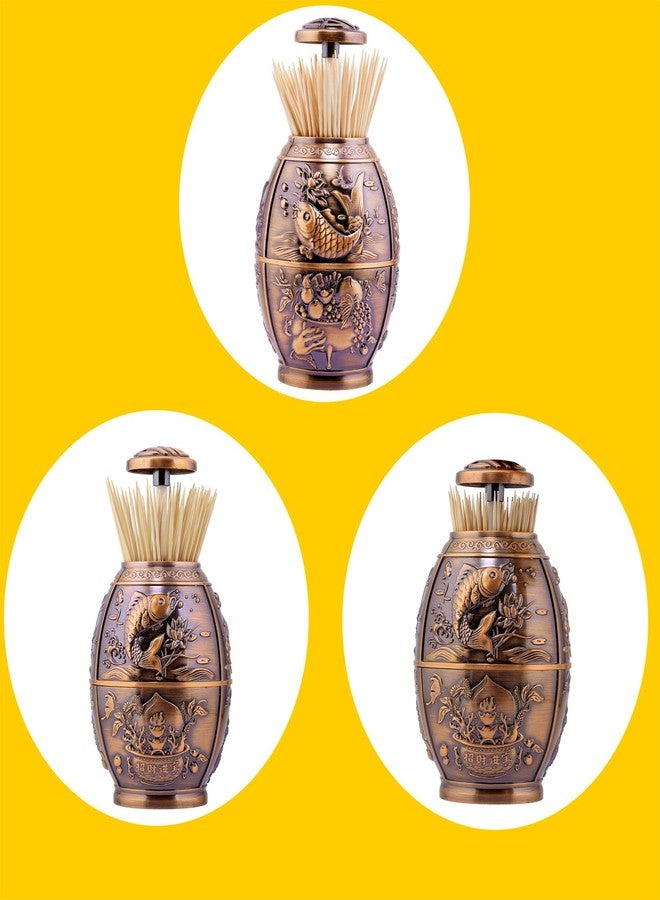 ANGROC Push Style Retro Metal Automatic Toothpick Holder Case Can Box Container for Home Restaurant Café Club Bar Hotel Usage ( Red Bronze ) - Image 4