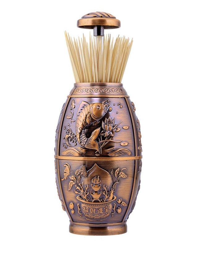 ANGROC Push Style Retro Metal Automatic Toothpick Holder Case Can Box Container for Home Restaurant Café Club Bar Hotel Usage ( Red Bronze ) - Image 2