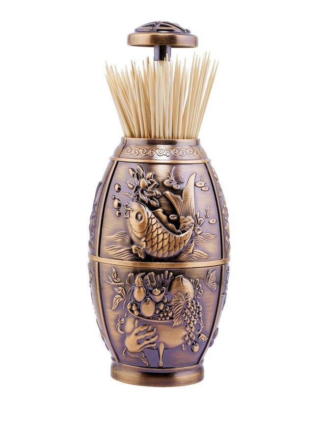 ANGROC Push Style Retro Metal Automatic Toothpick Holder Case Can Box Container for Home Restaurant Café Club Bar Hotel Usage ( Red Bronze ) - Image 1