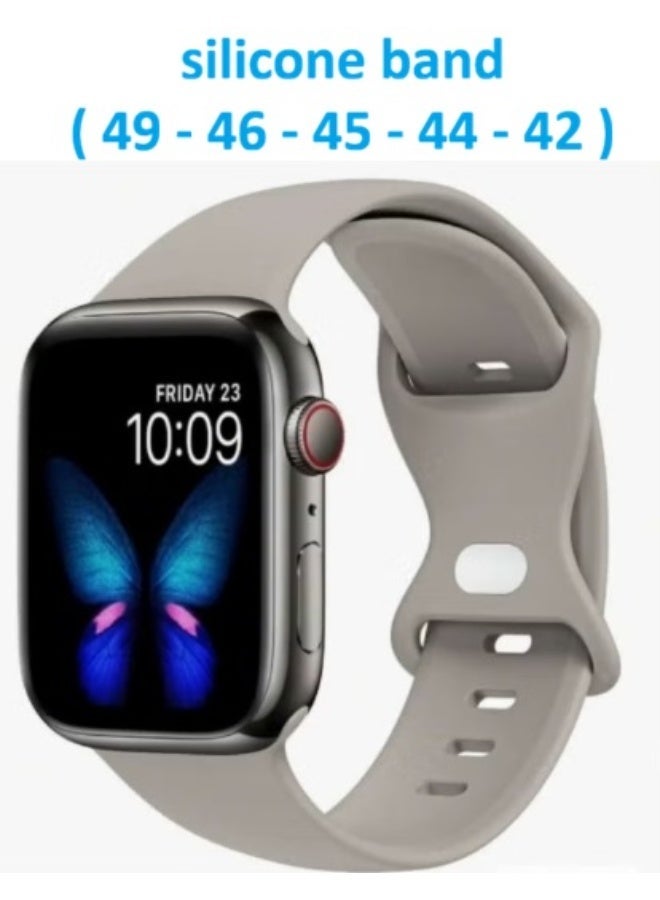 Sport Silicone Band Compatible With Apple Watch Band 42mm 44mm 45mm 46mm 49 mm - beige - Image 1