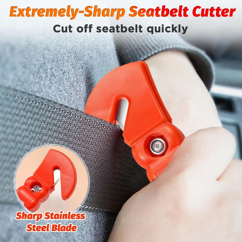 IPOW 4 PCS Car Safety Antiskid Hammer with Seatbelt Cutter and Window Punch - Image 3