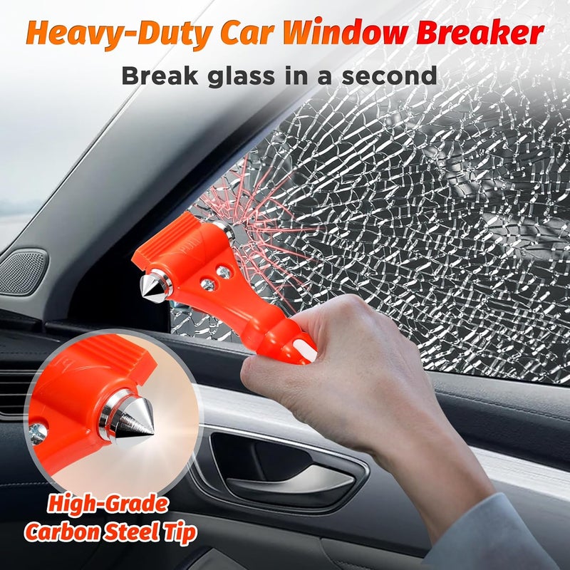 IPOW 4 PCS Car Safety Antiskid Hammer with Seatbelt Cutter and Window Punch - Image 2