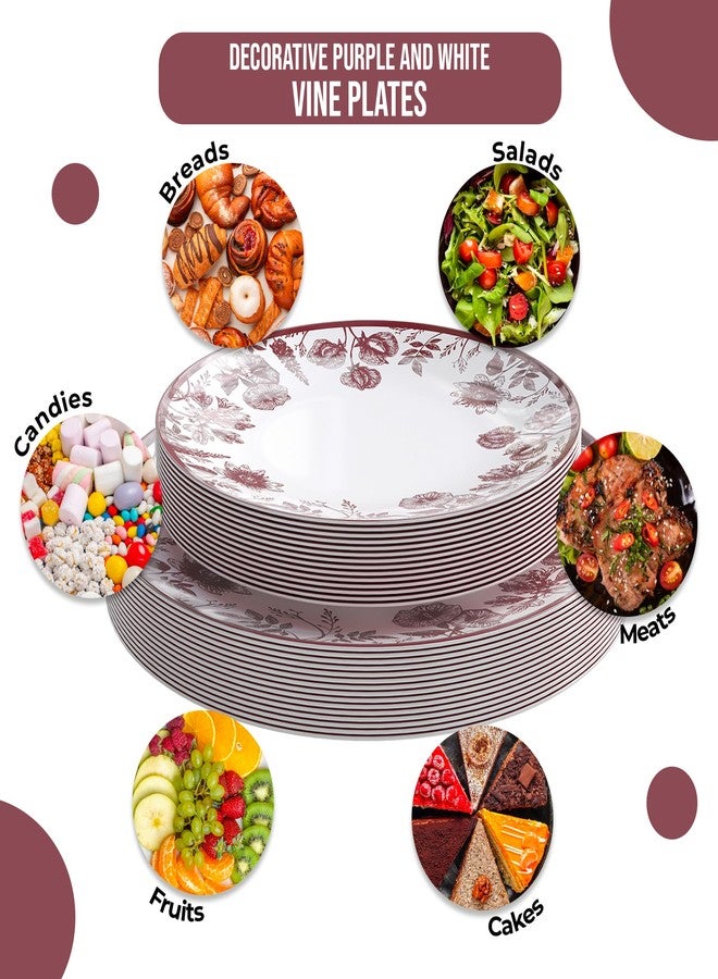 Trendables Disposable Plates Set 80 Pcs Plastic Plate Set Disposable Plates For Party I 40-8" Pink Dessert Plates & 40-10" Pink Dinner Plates | Party Plates | Pink Plates For Party Plastic Plates - Image 3