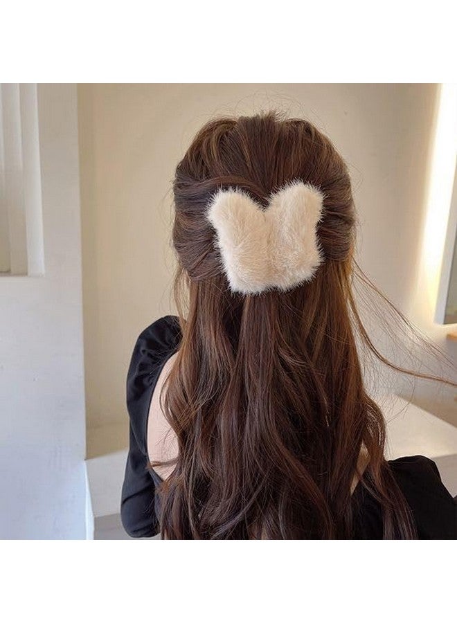 Plenteous Fluffy Plush Hair Claw Clips Colorful Furry Hair Claw Clips Large Soft Grip Hair Clips Non-Slip Elegant Trendy Winter Hair Clamps Cute Aesthetic Hair Clips (3 pc, Butterfly) - Image 2