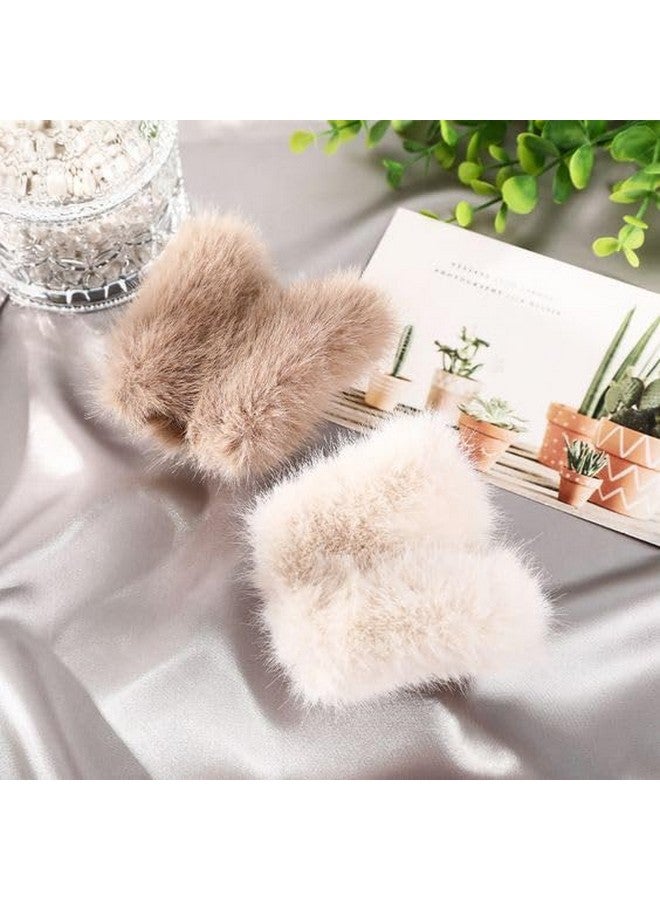 Plenteous Fluffy Plush Hair Claw Clips Colorful Furry Hair Claw Clips Large Soft Grip Hair Clips Non-Slip Elegant Trendy Winter Hair Clamps Cute Aesthetic Hair Clips (3 pc, Butterfly) - Image 1