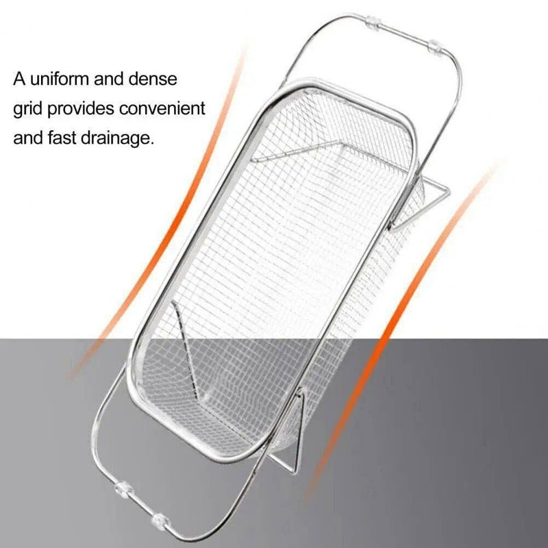 JMC Over The Sink Stainless Steel Oval Colander with Fine Mesh 6 Quart Strainer Basket Expandable Handles Strain Drain Rinse Fruits Vegetables - Image 5