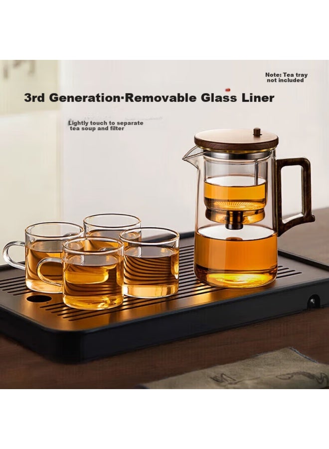Yihutea Glass Teapot With Floating Lid, Tea Infuser Cup, Office Health Pot, Tea-water Separation Cup, High-end Tea Set - Image 1