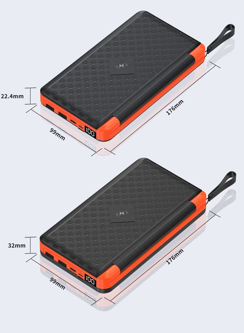 Generic 10000mA Portable Solar Panel Kit - Hidden Flip Solar Power Bank with LED Lighting, Digital Display, and Dual USB Output, Foldable Charger for Outdoor Camping (Orange） - Image 2