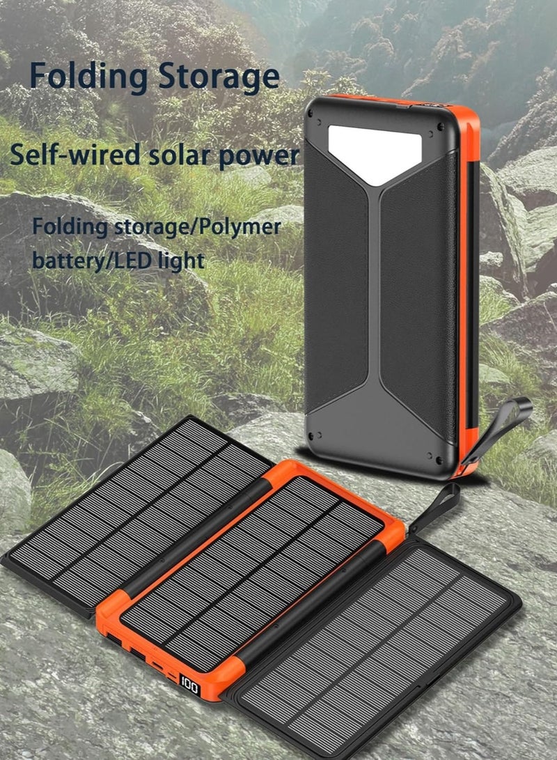 Generic 10000mA Portable Solar Panel Kit - Hidden Flip Solar Power Bank with LED Lighting, Digital Display, and Dual USB Output, Foldable Charger for Outdoor Camping (Orange） - Image 3