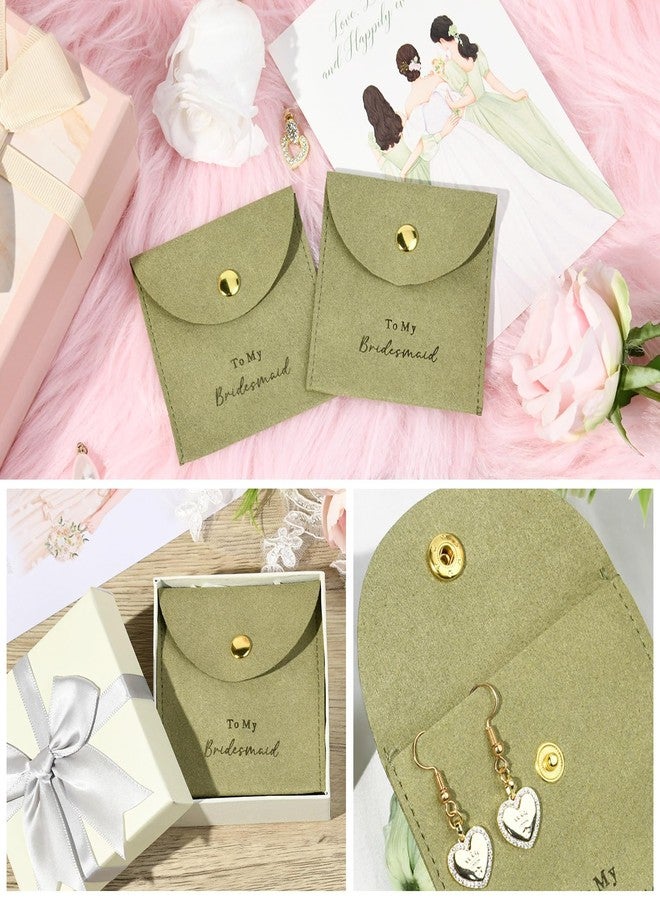 CEELGON Jewelry Bags Bridesmaid Gifts Set of 8 Velvet Small Jewelry Pouch with Button Bracelet Earring Necklace Packaging Bridesmaid Proposal Gift Bags Bridal Party Favors Gifts (Green) - Image 3