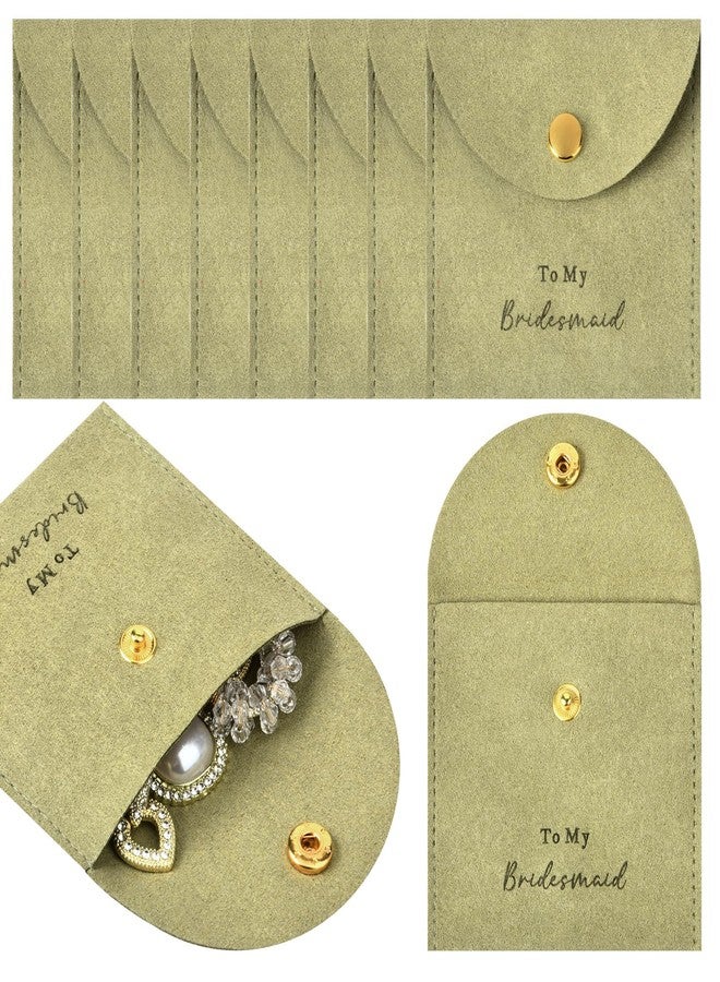 CEELGON Jewelry Bags Bridesmaid Gifts Set of 8 Velvet Small Jewelry Pouch with Button Bracelet Earring Necklace Packaging Bridesmaid Proposal Gift Bags Bridal Party Favors Gifts (Green) - Image 1