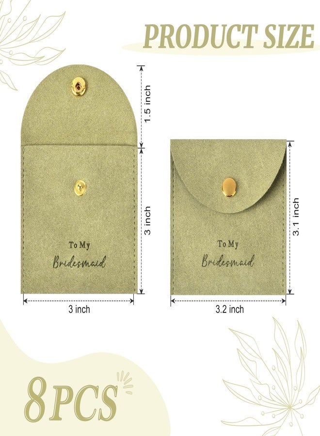 CEELGON Jewelry Bags Bridesmaid Gifts Set of 8 Velvet Small Jewelry Pouch with Button Bracelet Earring Necklace Packaging Bridesmaid Proposal Gift Bags Bridal Party Favors Gifts (Green) - Image 4