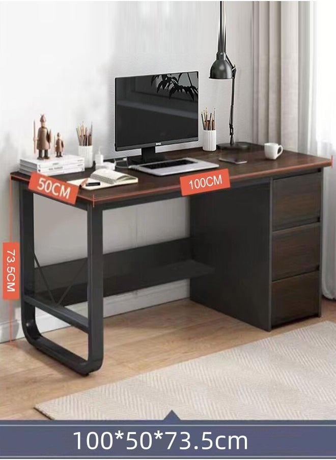 JCB CHIC - Computer Desk with 3 Drawer and Storage Shelves, Home Office Desk with File Drawer and Cabinet, Writing Study Table with Long Monitor Stand, Executive Desk - Image 1