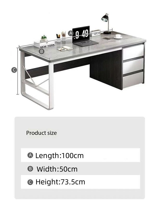 JCB CHIC - Computer Desk with 3 Drawer and Storage Shelves, Home Office Desk with File Drawer and Cabinet, Writing Study Table with Long Monitor Stand, Executive Desk - Image 1