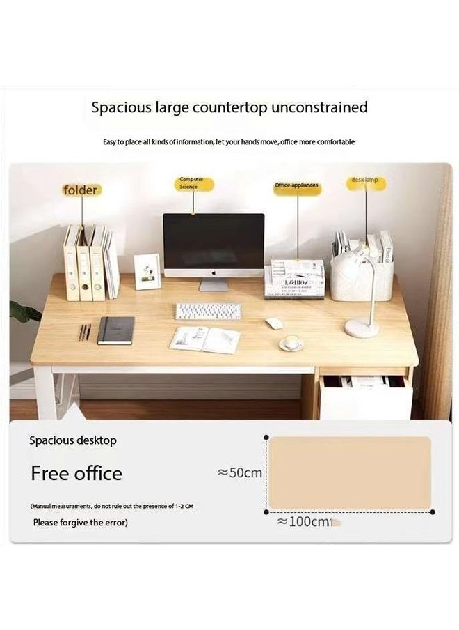 JCB CHIC - Computer Desk with 3 Drawer and Storage Shelves, Home Office Desk with File Drawer and Cabinet, Writing Study Table with Long Monitor Stand, Executive Desk - Image 1