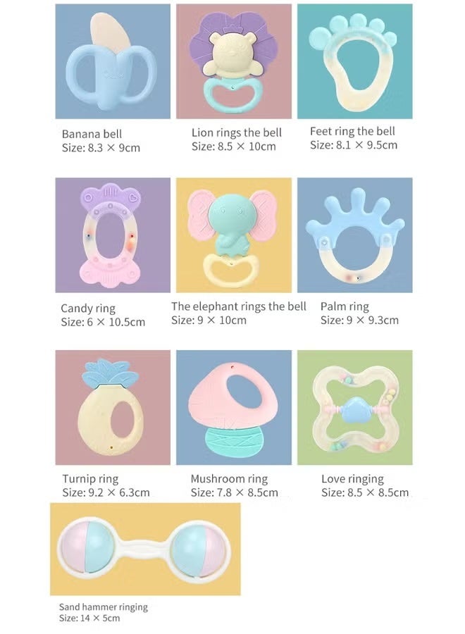 10 Packs Baby Teething Toys,Silicone Baby Teether with Sound Chew Toy,Newborn Infant Teething Rattle Toy Sucking Needs Soothing Babies, Bpa Free Baby Teethers For Babies 0-12 Months Baby Sensory Toys - Image 2