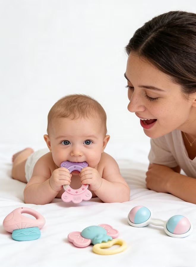 10 Packs Baby Teething Toys,Silicone Baby Teether with Sound Chew Toy,Newborn Infant Teething Rattle Toy Sucking Needs Soothing Babies, Bpa Free Baby Teethers For Babies 0-12 Months Baby Sensory Toys - Image 3
