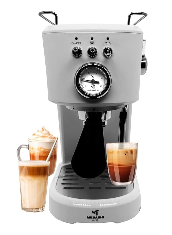 MEBASHI Espresso Coffee Machine - 1.2L, 20 Bar, Multi-Function (ME-ECM2040) (White)