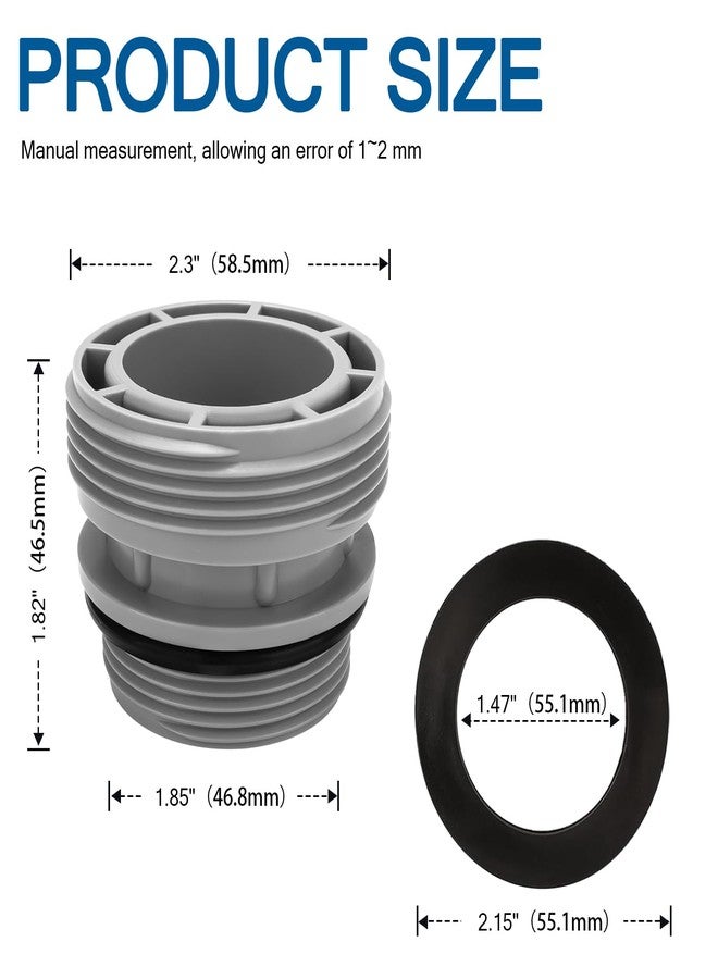 Hasanbar Hose Conversion Adapters Kit for Intex & Coleman Pools, 4560 40mm Hose to 1 1/2 Inch Filter Hose Conversion Kit for Hayward Pool Filter Pump Hose Connector Above Ground Pools Part, 2 Pack, Grey - Image 2