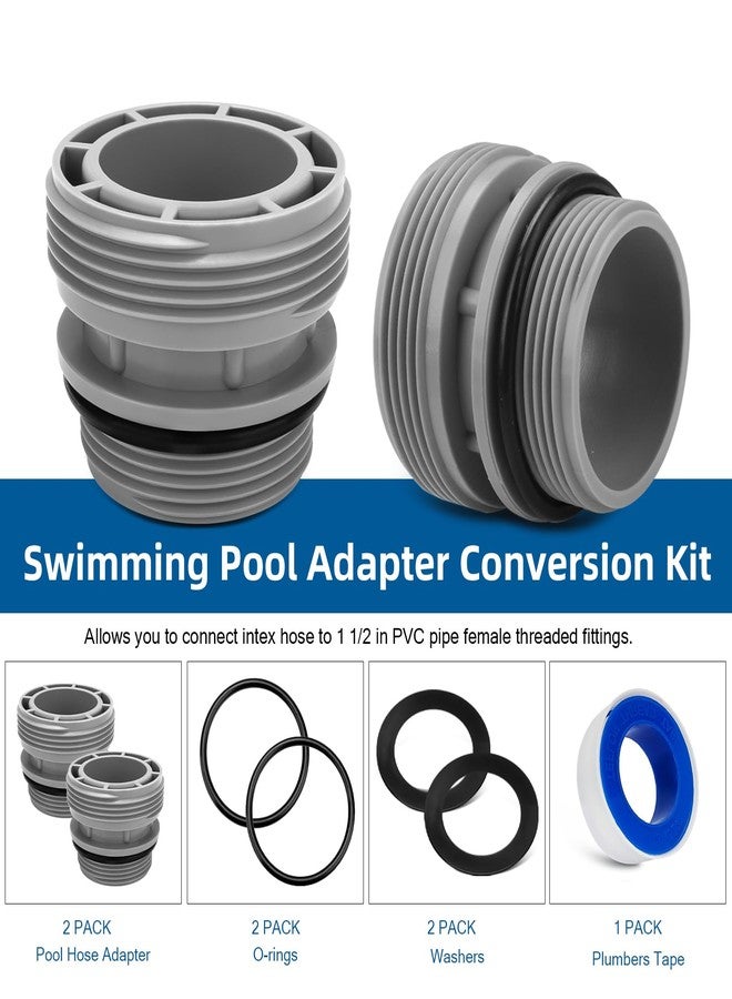 Hasanbar Hose Conversion Adapters Kit for Intex & Coleman Pools, 4560 40mm Hose to 1 1/2 Inch Filter Hose Conversion Kit for Hayward Pool Filter Pump Hose Connector Above Ground Pools Part, 2 Pack, Grey - Image 5