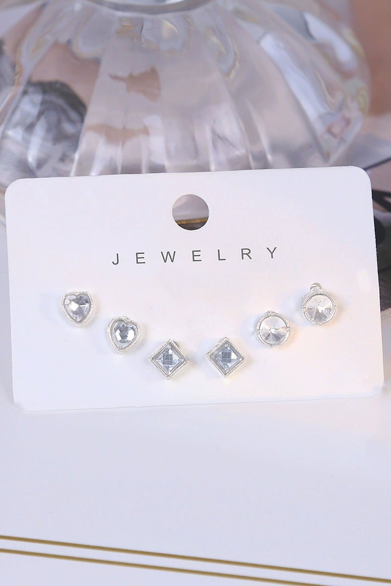 Goolsky S925 Sterling Silver Zircon Earring Set – Heart & Square Studs for Women, Korean Style Dainty Jewelry, Hypoallergenic - Image 4