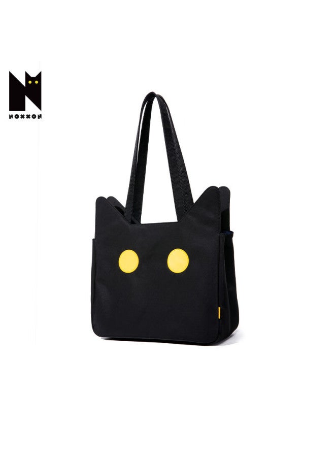 Noxxon Shoulder Cat-shaped Tote Bag For Women, Large Capacity Commuter Handbag With Laptop Compartment, Casual And Fashionable, Obsidian Black, Large Size - Image 2