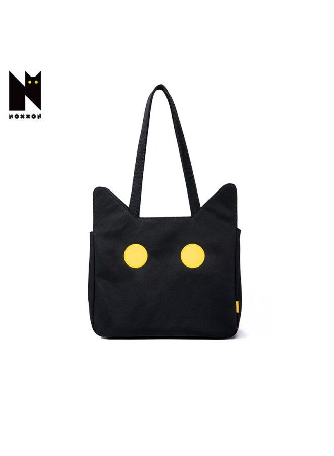 Noxxon Shoulder Cat-shaped Tote Bag For Women, Large Capacity Commuter Handbag With Laptop Compartment, Casual And Fashionable, Obsidian Black, Large Size - Image 1