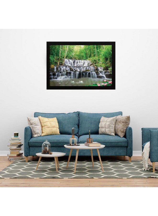 Masstone Waterfall Painting With Frame Vastu | Natural Paintings for Living Room 20x14 Inch | Wall Scenery for Office, Home, Living Room | Waterfall Lake Painting - Image 5
