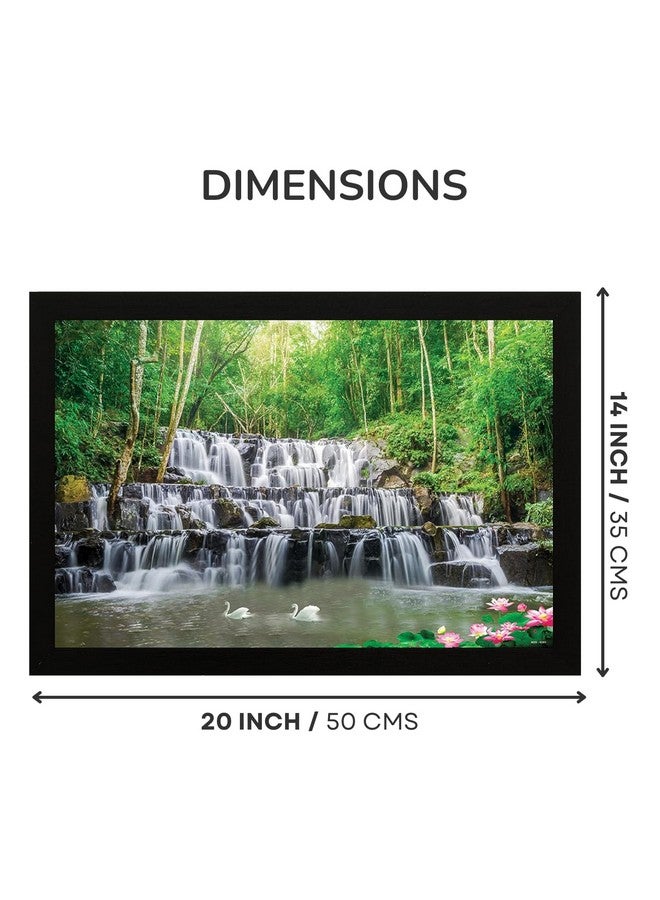 Masstone Waterfall Painting With Frame Vastu | Natural Paintings for Living Room 20x14 Inch | Wall Scenery for Office, Home, Living Room | Waterfall Lake Painting - Image 2
