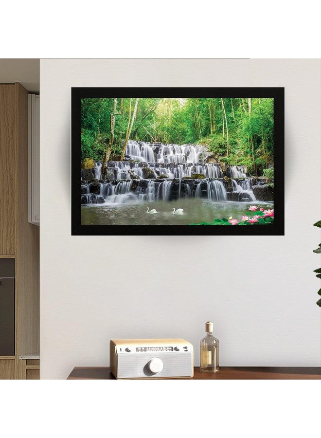 Masstone Waterfall Painting With Frame Vastu | Natural Paintings for Living Room 20x14 Inch | Wall Scenery for Office, Home, Living Room | Waterfall Lake Painting - Image 3