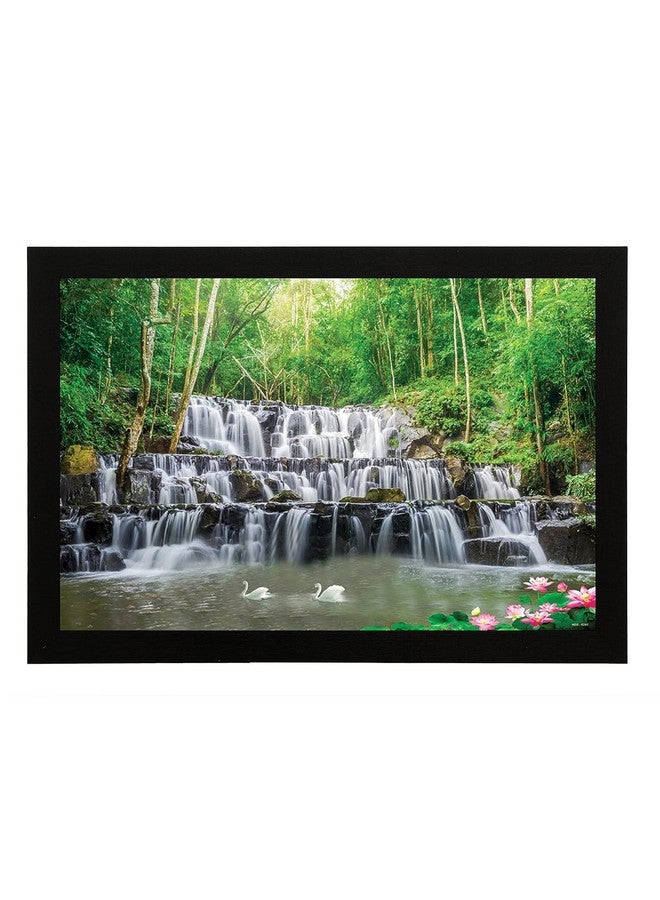 Masstone Waterfall Painting With Frame Vastu | Natural Paintings for Living Room 20x14 Inch | Wall Scenery for Office, Home, Living Room | Waterfall Lake Painting - Image 1