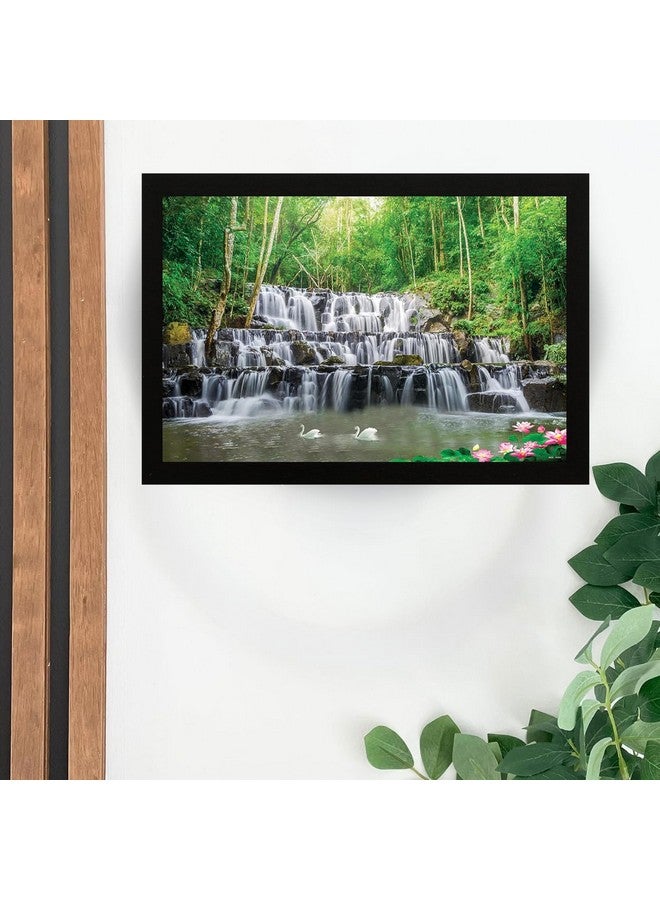 Masstone Waterfall Painting With Frame Vastu | Natural Paintings for Living Room 20x14 Inch | Wall Scenery for Office, Home, Living Room | Waterfall Lake Painting - Image 4
