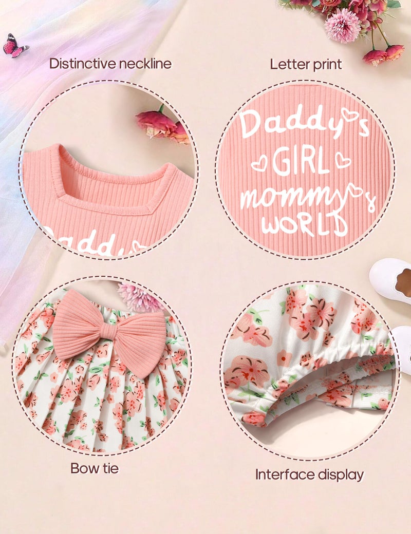 KANGKANG Baby Girl Clothes 0-3 Months Pink Short-sleeve Romper + Floral Pleated Skirts Shorts Infant Baby Girl Summer Clothes Baby Girl Outfits 0-3 Months - Image 4