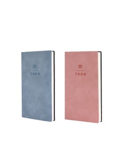 Pocket To Do List Notebook Set 2 Pcs 196 Pages Soft Leather Checklists Perfect for Students Daily Planning Sky Blue Pink