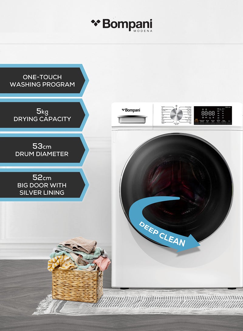 Bompani Washer/Dryer 8 Kg/ 6 Kg 1400Rpm Stainless Steel Drum Inverter Bldc Motor - 1 Year Manufacturer Warranty 8 kg 2000 W BO5289N White - Image 4