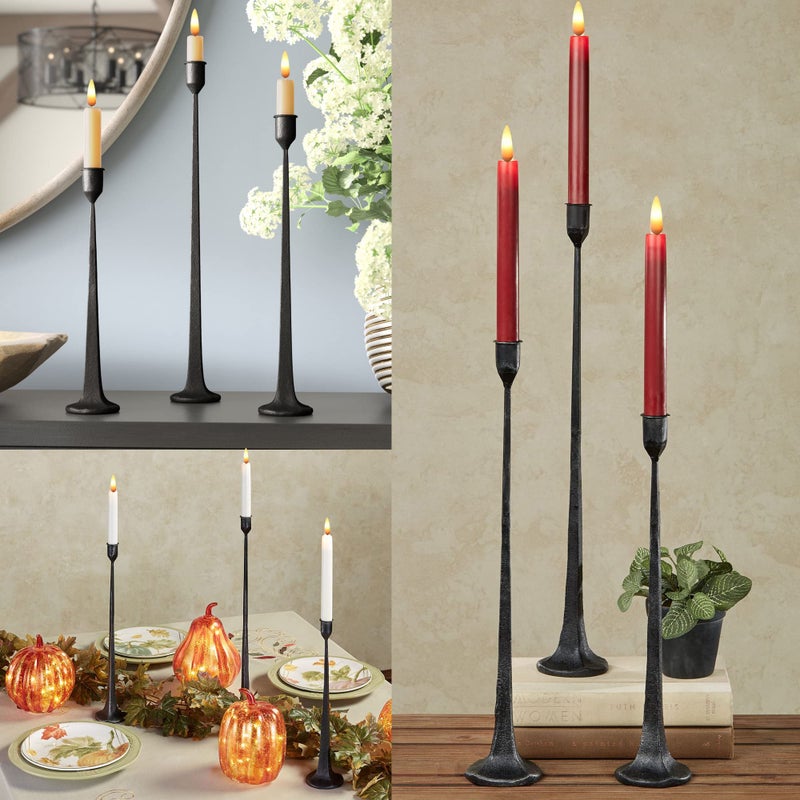 BSTGIFTS Iron Taper Candle Holder - Decorative Candle Stand - Candlestick Holder for Wedding, Dinning, Party, Set 3 - Image 5