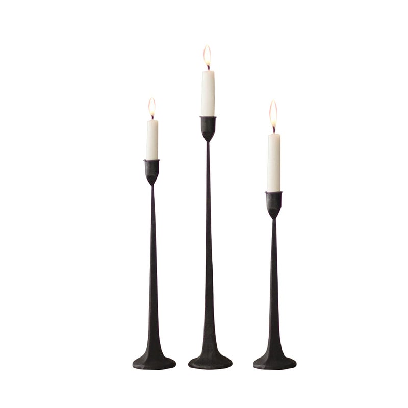 BSTGIFTS Iron Taper Candle Holder - Decorative Candle Stand - Candlestick Holder for Wedding, Dinning, Party, Set 3 - Image 1