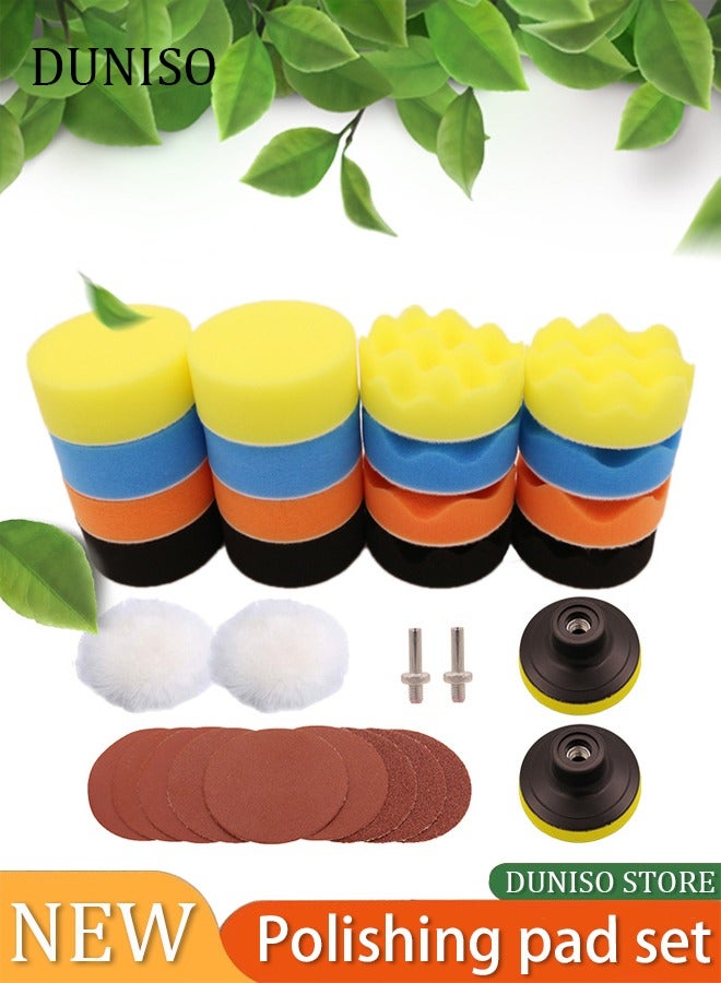 Car Buffing Pads, Sponge Pad Kit for Car Auto Polish,3Inch Foam Polishing Pads,car buffers and Polishers kit,Wool Pads Wax Buffer Drill Polisher Attachment - Image 1