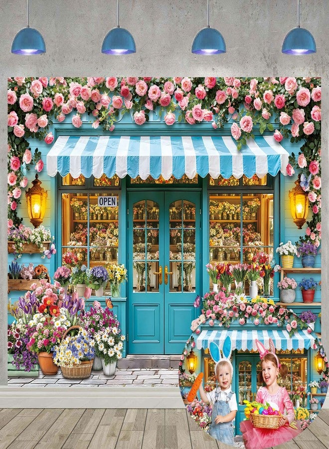 CINRAY Flower Shop Backdrop 7x5FT Spring Florals Butterfly Tea Party Photography Background Spring Flowers Party Decorations Supplies Photo Props - Image 1