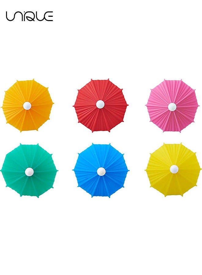 Unique Set of 6,Umbrella Drink Markers,Colorful Silicone Umbrellas to Keep Track of Your Drink,For Drink Glass Party Wedding Beach Brithday Kids Family  - Image 3
