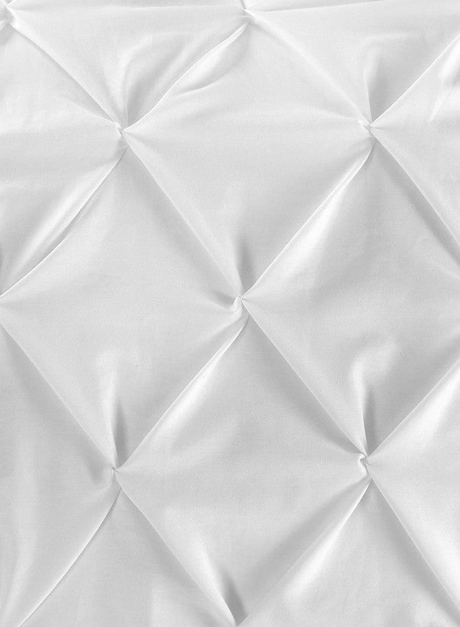 BedDecor Pinch Pleated Duvet Cover Set with Zipper & Corner Ties 100% Egyptian Cotton 600 Thread Count Luxurious & Pintuck Decorative (California King/King, White) - Image 3