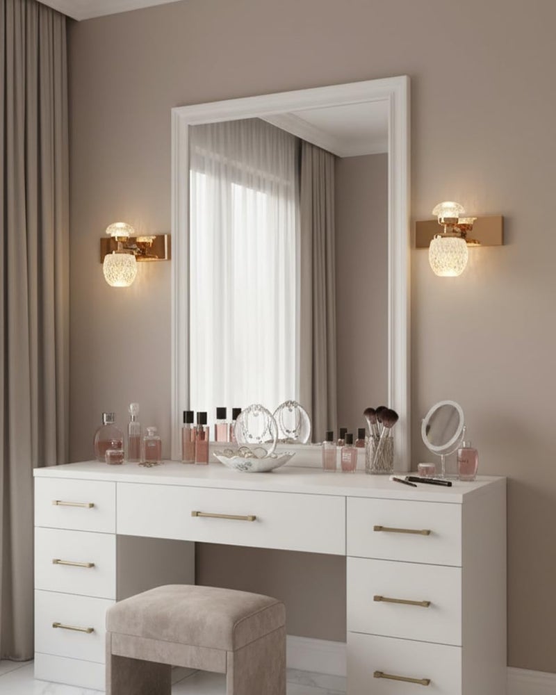 swanart Rose Gold Crystal Wall Sconce - Modern LED Wall Light with Diamond Cut Glass Shade, Dimmable, Energy Efficient, Ideal for Living Room, Bedroom, and Hallway Decor - Image 4