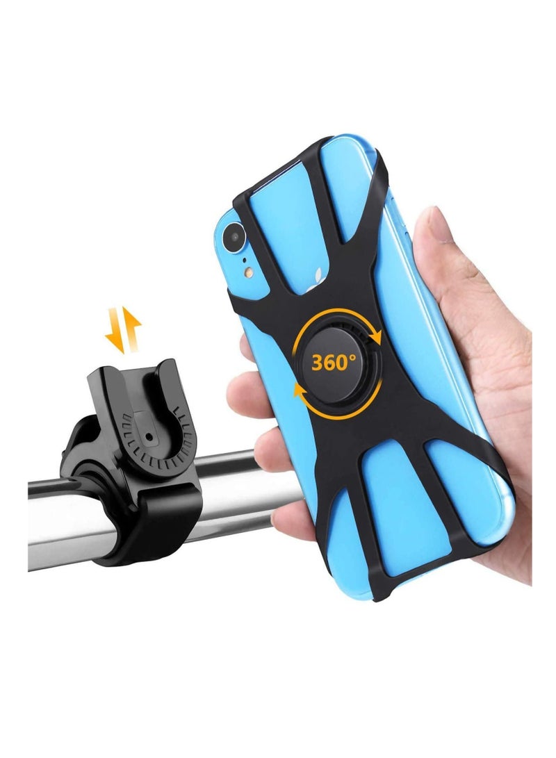 Y&D Adjustable Bike Phone Holder, 360 Rotation Silicone Bicycle Mount Compatible for Smartphone, Universal Handlebar Stand - Image 1