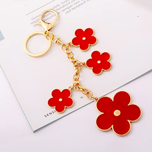 Giftale Women's Flower Bag Charms Red Enameled Keychain Purse Accessories,#526-1C - Image 5